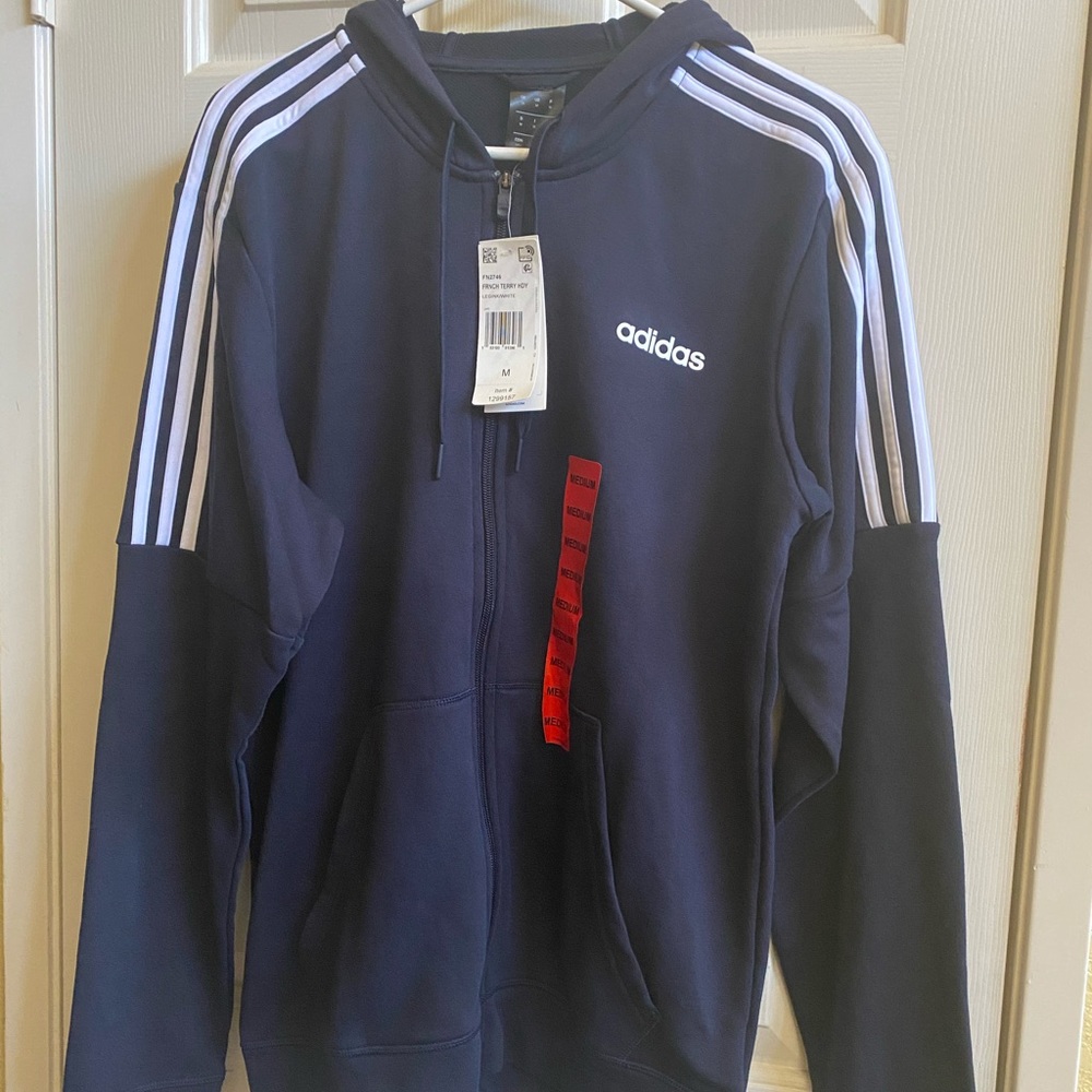 New Men’s Adidas French Terry Hoodie Sweater, M
